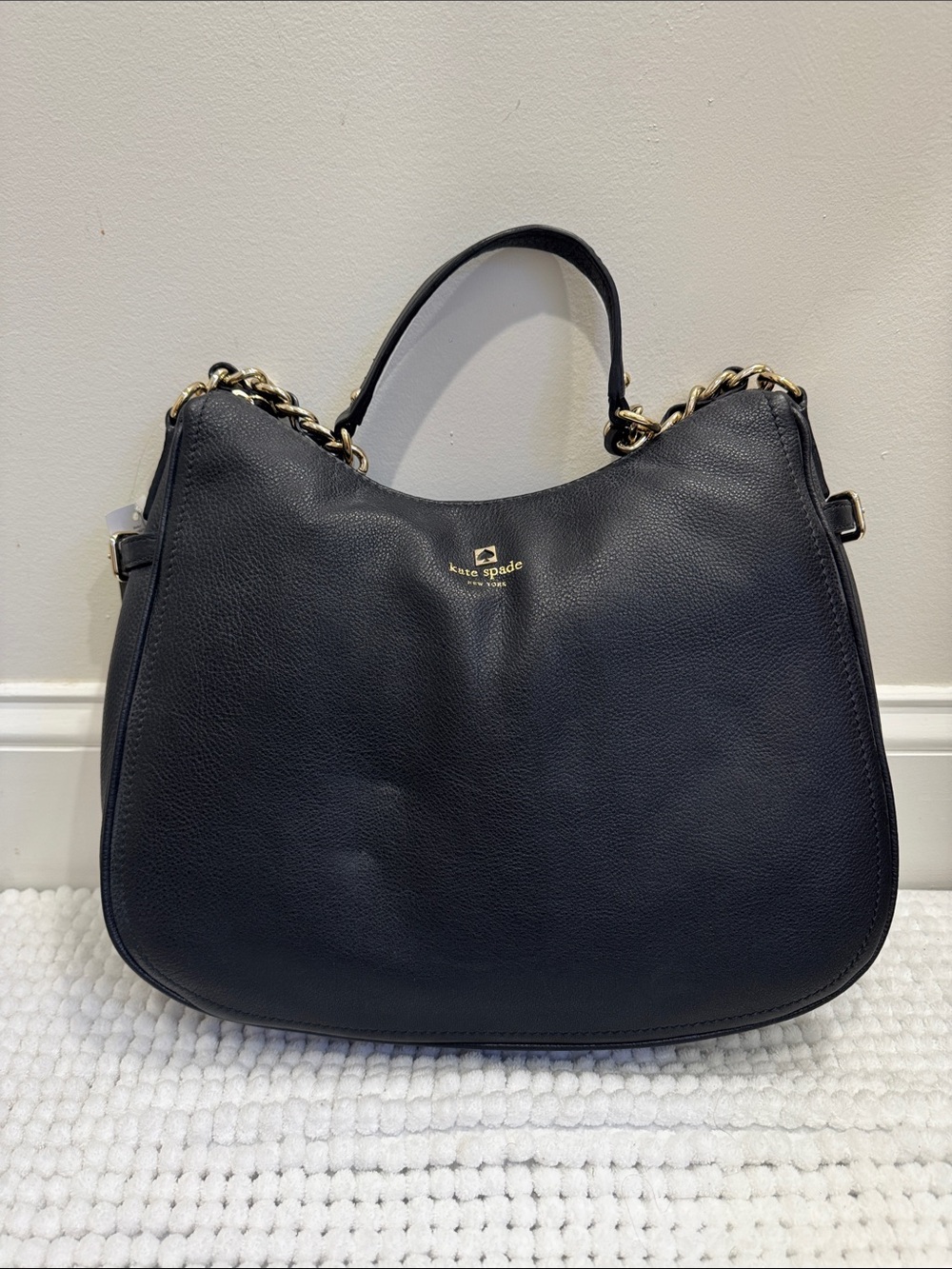 NWT Kate Spade Pine Street Finley Leather Hobo Bag, Black